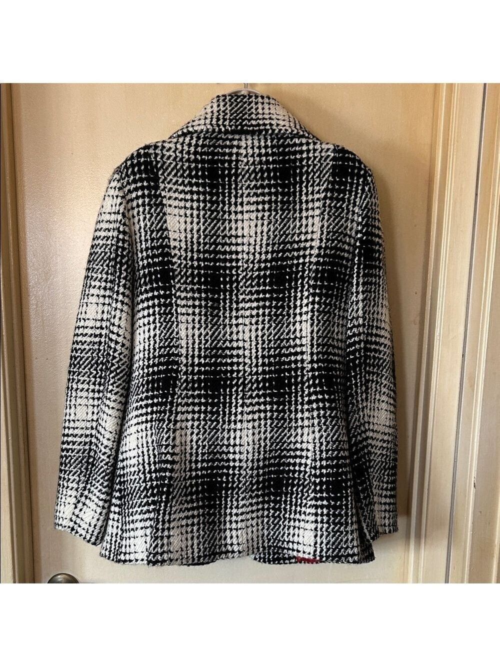 Gallery Black and White Houndstooth Jacket with Red Lining size S - Picture 6 of 11